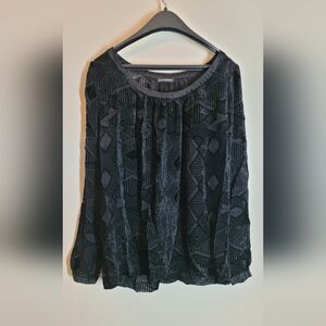 Club Monaco black see through shirt long sleeve velvet net style blouse medium